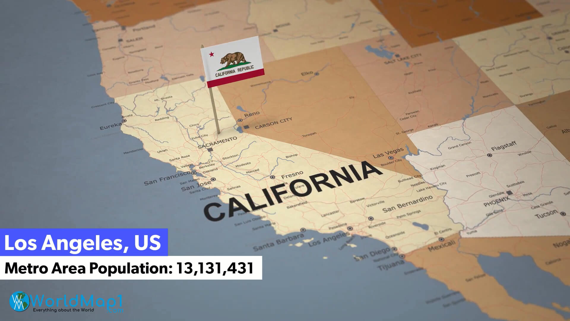 Los Angeles California Map and Population